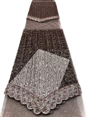 Affordable high quality lace fabric with beads pearls and sequins wedding dress lace fabric