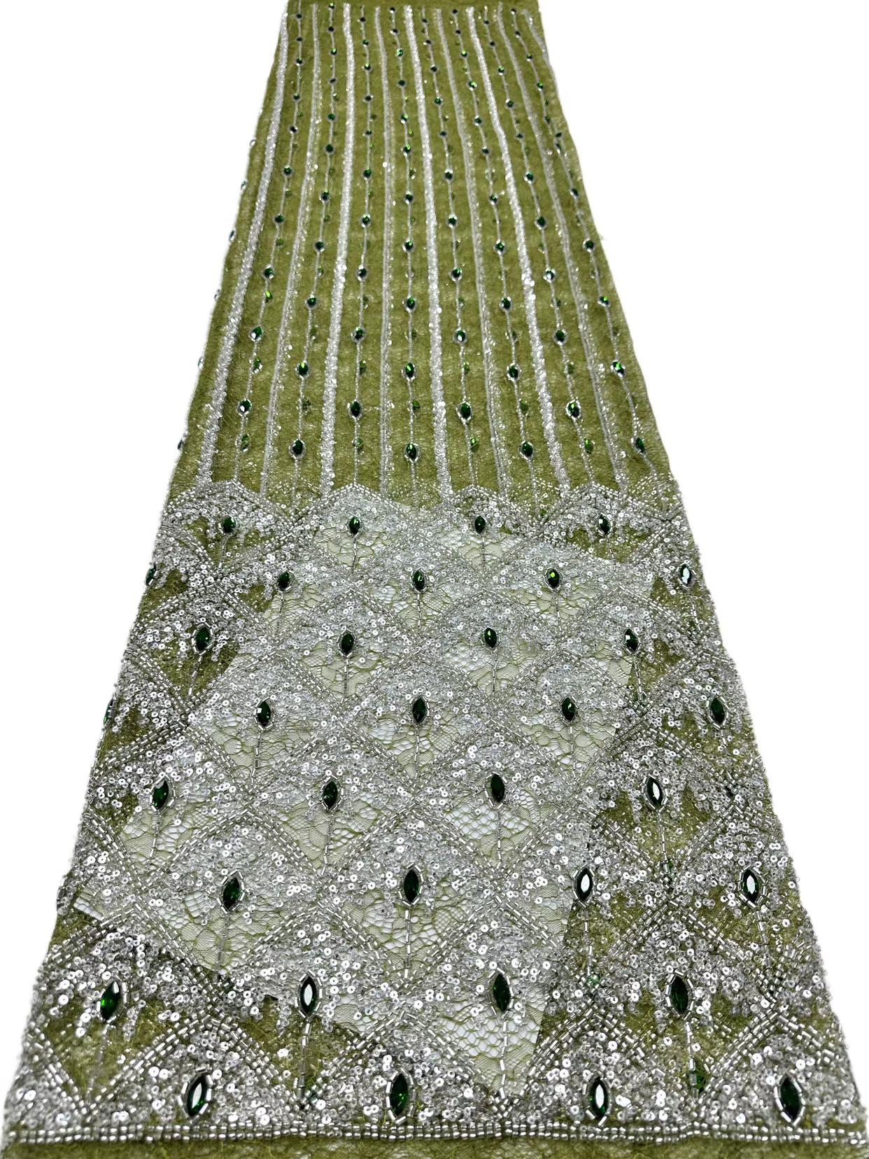 Affordable high quality lace fabric with beads pearls and sequins wedding dress lace fabric