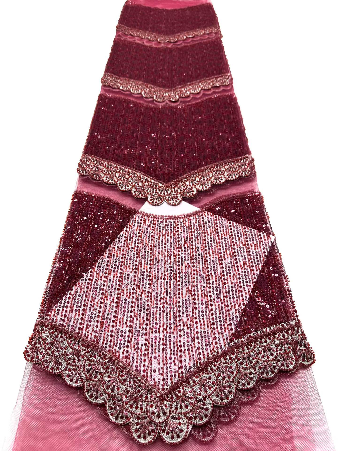 Affordable high quality lace fabric with beads pearls and sequins wedding dress lace fabric