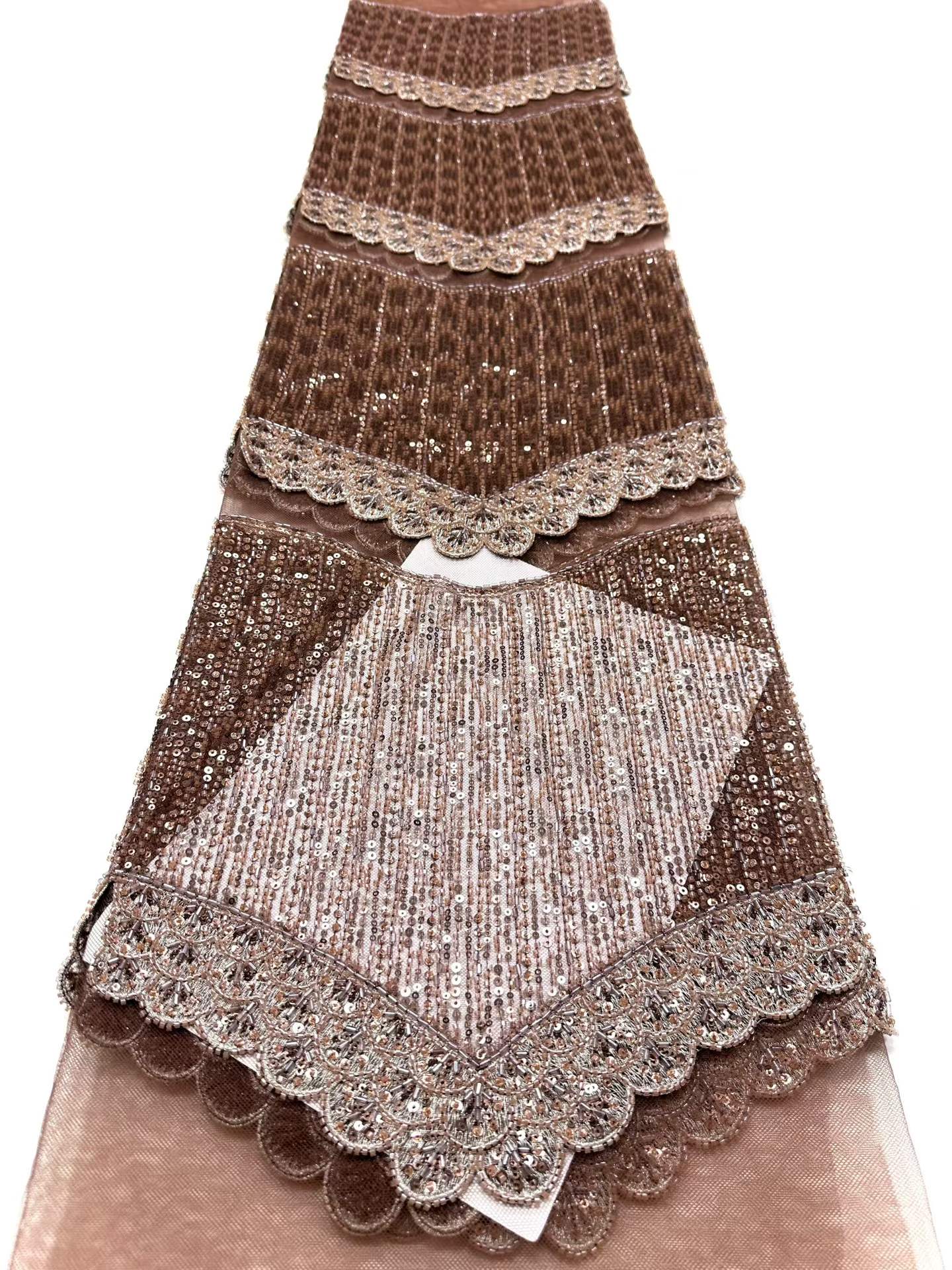 Affordable high quality lace fabric with beads pearls and sequins wedding dress lace fabric