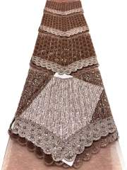 Affordable high quality lace fabric with beads pearls and sequins wedding dress lace fabric