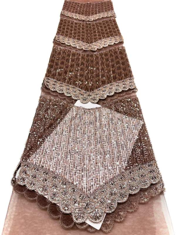 Affordable high quality lace fabric with beads pearls and sequins wedding dress lace fabric