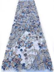 Affordable high quality lace fabric with beads pearls and sequins wedding dress lace fabric