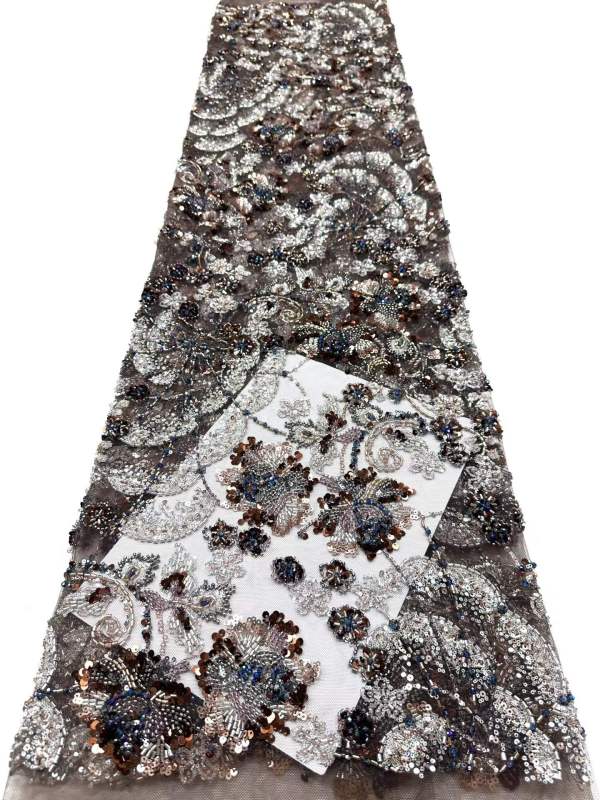Affordable high quality lace fabric with beads pearls and sequins wedding dress lace fabric