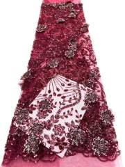 Affordable high quality lace fabric with beads pearls and sequins wedding dress lace fabric
