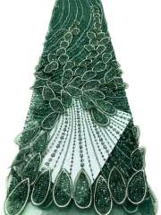 Affordable high quality lace fabric with beads pearls and sequins wedding dress lace fabric