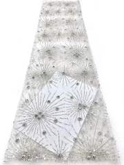 Affordable high quality lace fabric with beads pearls and sequins wedding dress lace fabric