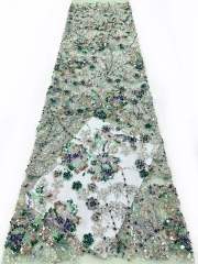 Affordable high quality lace fabric with beads pearls and sequins wedding dress lace fabric