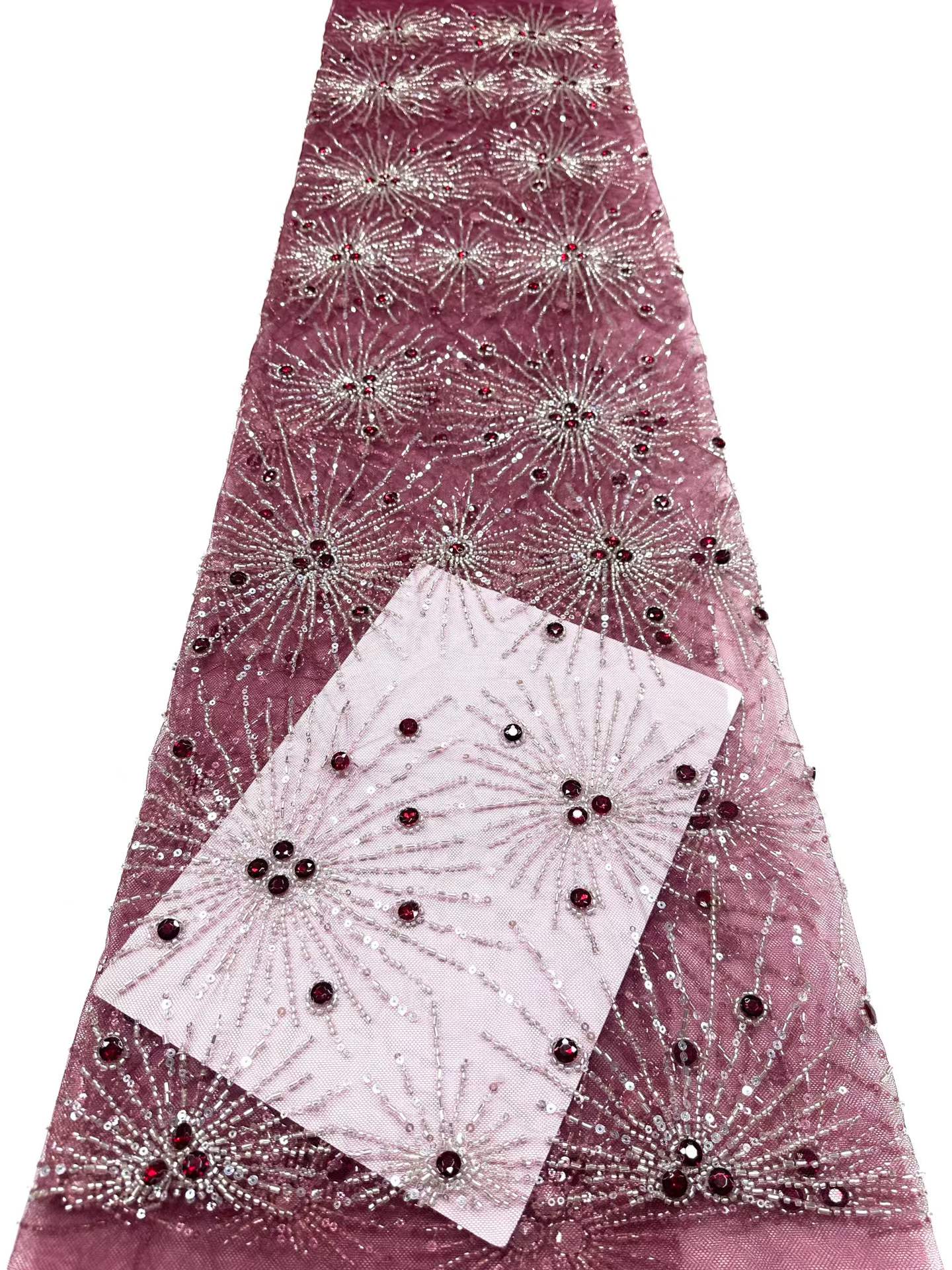 Affordable high quality lace fabric with beads pearls and sequins wedding dress lace fabric