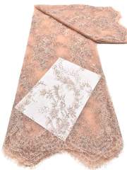 Affordable high quality lace fabric with beads pearls and sequins wedding dress lace fabric