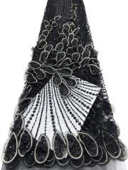 Affordable high quality lace fabric with beads pearls and sequins wedding dress lace fabric