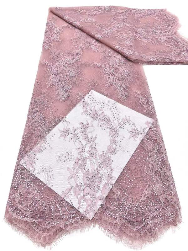 Affordable high quality lace fabric with beads pearls and sequins wedding dress lace fabric