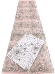 Affordable high quality lace fabric with beads pearls and sequins wedding dress lace fabric
