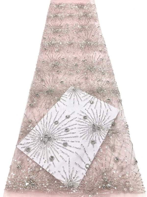 Affordable high quality lace fabric with beads pearls and sequins wedding dress lace fabric