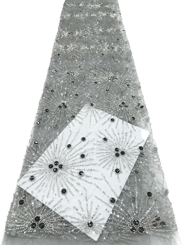 Affordable high quality lace fabric with beads pearls and sequins wedding dress lace fabric