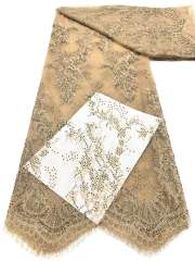Affordable high quality lace fabric with beads pearls and sequins wedding dress lace fabric