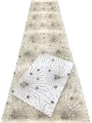 Affordable high quality lace fabric with beads pearls and sequins wedding dress lace fabric