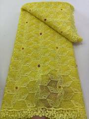 Affordable high quality lace fabric with beads pearls and sequins wedding dress lace fabric