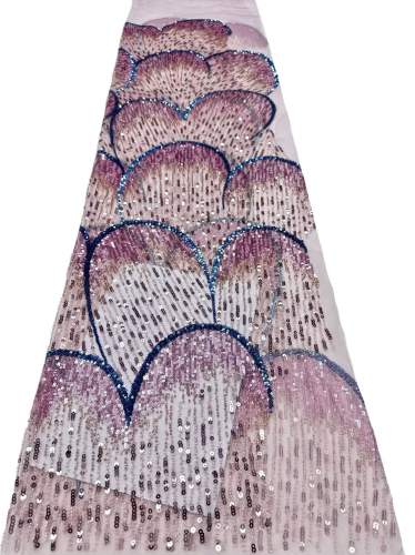 Affordable high quality lace fabric with beads pearls and sequins wedding dress lace fabric