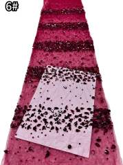 Affordable high quality lace fabric with beads pearls and sequins wedding dress lace fabric