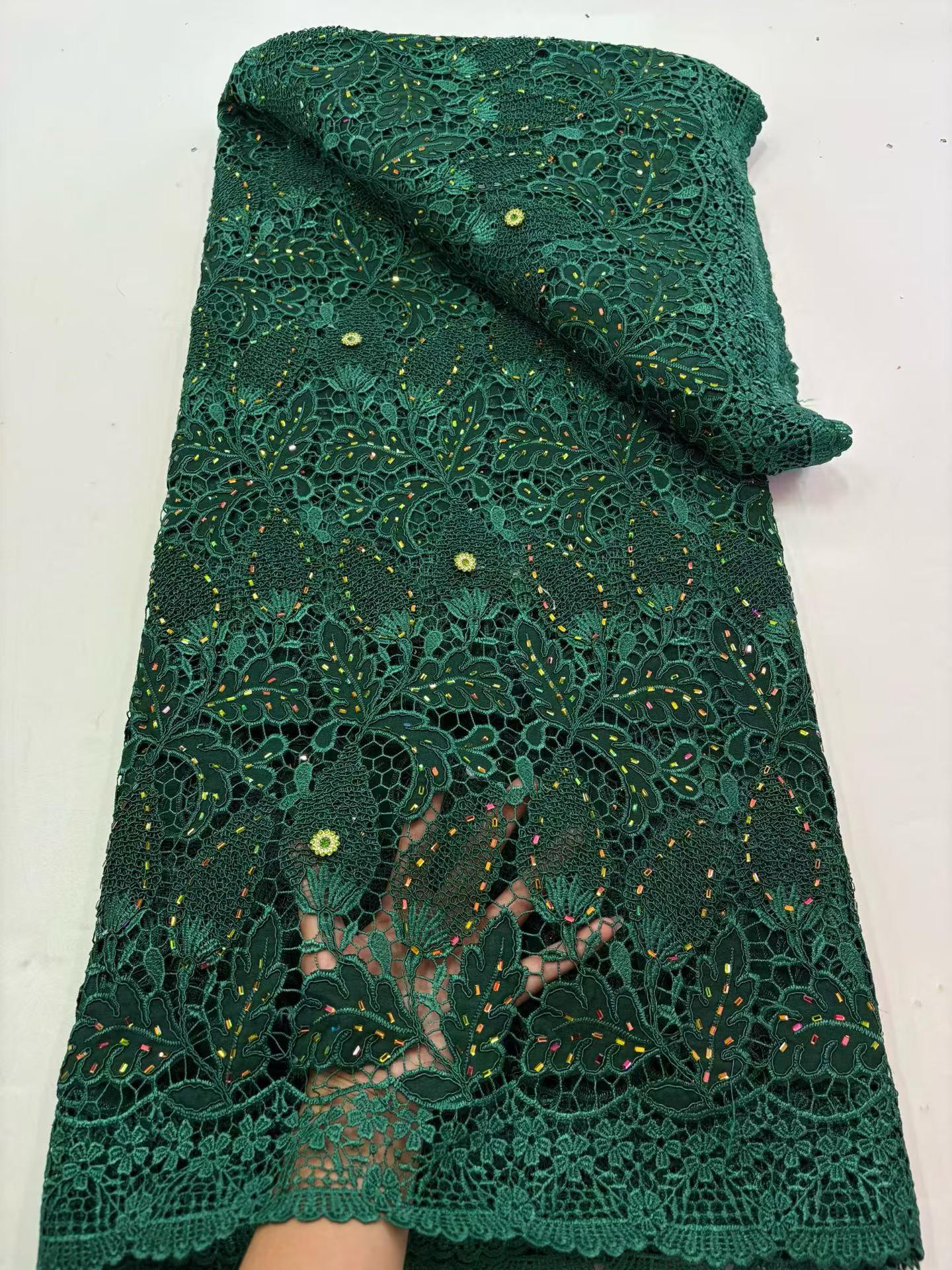 Affordable high quality lace fabric with beads pearls and sequins wedding dress lace fabric