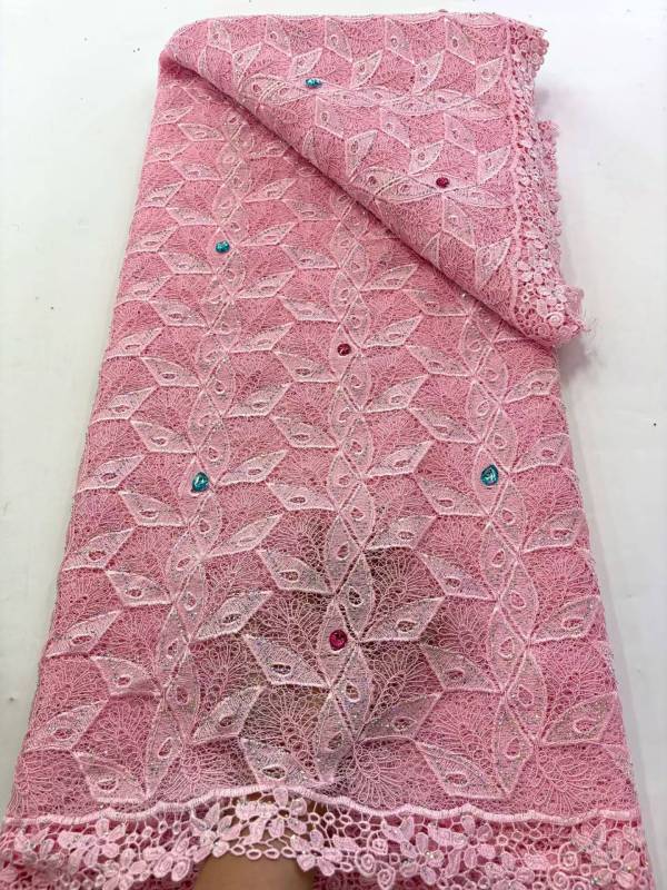 Affordable high quality lace fabric with beads pearls and sequins wedding dress lace fabric