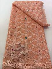 Affordable high quality lace fabric with beads pearls and sequins wedding dress lace fabric