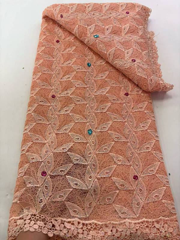Affordable high quality lace fabric with beads pearls and sequins wedding dress lace fabric