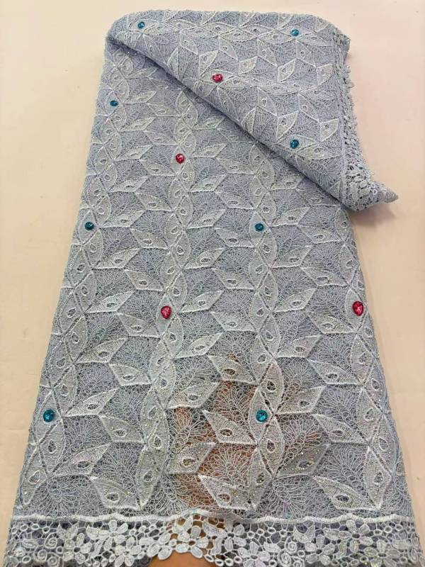 Affordable high quality lace fabric with beads pearls and sequins wedding dress lace fabric