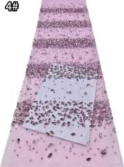 Affordable high quality lace fabric with beads pearls and sequins wedding dress lace fabric