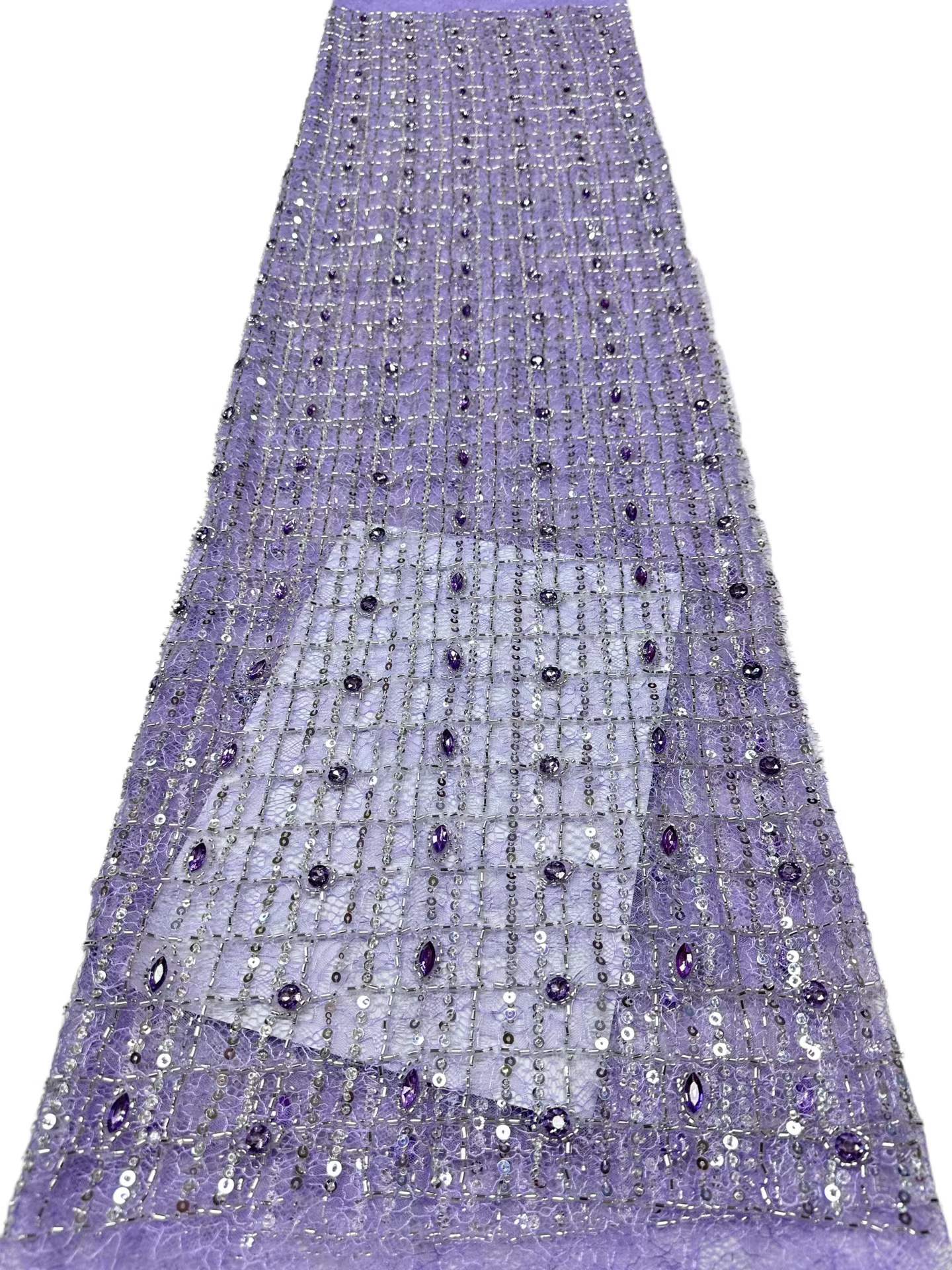 Affordable high quality lace fabric with beads pearls and sequins wedding dress lace fabric