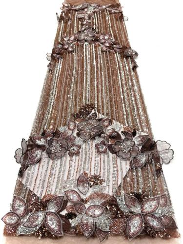 Affordable high quality lace fabric with beads pearls and sequins wedding dress lace fabric