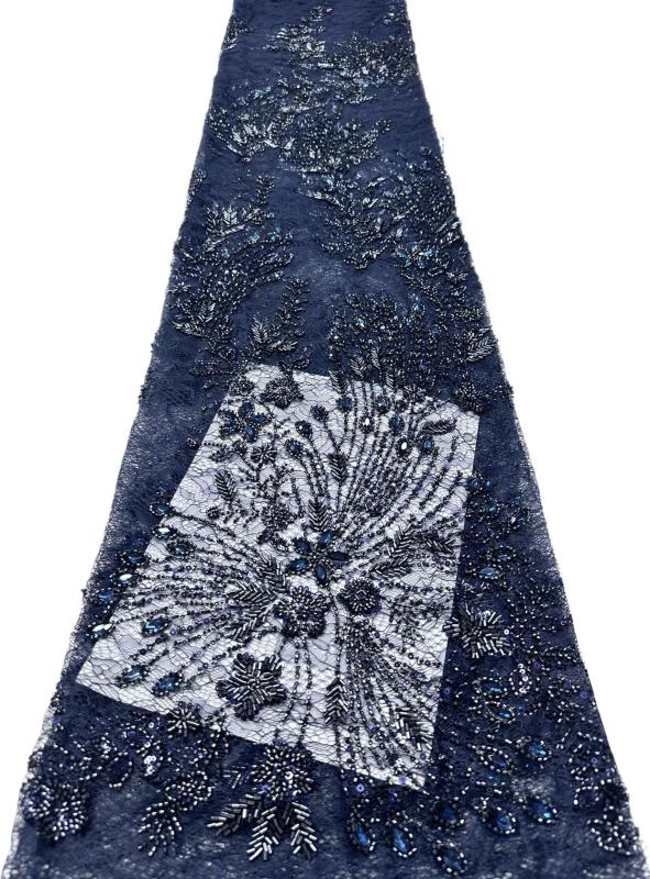 Affordable high quality lace fabric with beads pearls and sequins wedding dress lace fabric