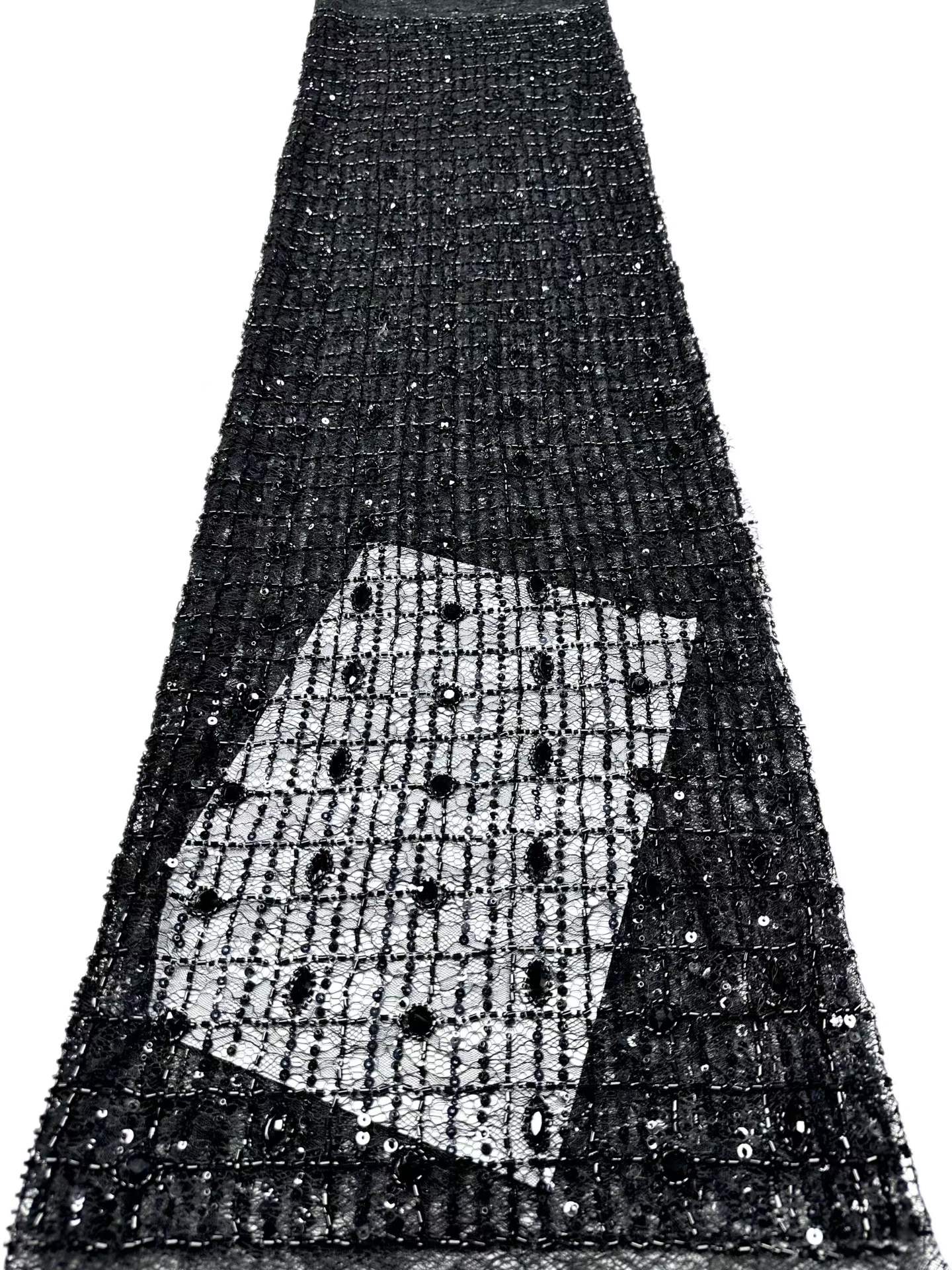 Affordable high quality lace fabric with beads pearls and sequins wedding dress lace fabric