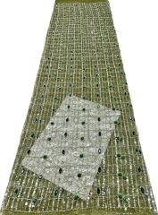 Affordable high quality lace fabric with beads pearls and sequins wedding dress lace fabric