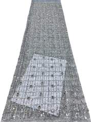 Affordable high quality lace fabric with beads pearls and sequins wedding dress lace fabric
