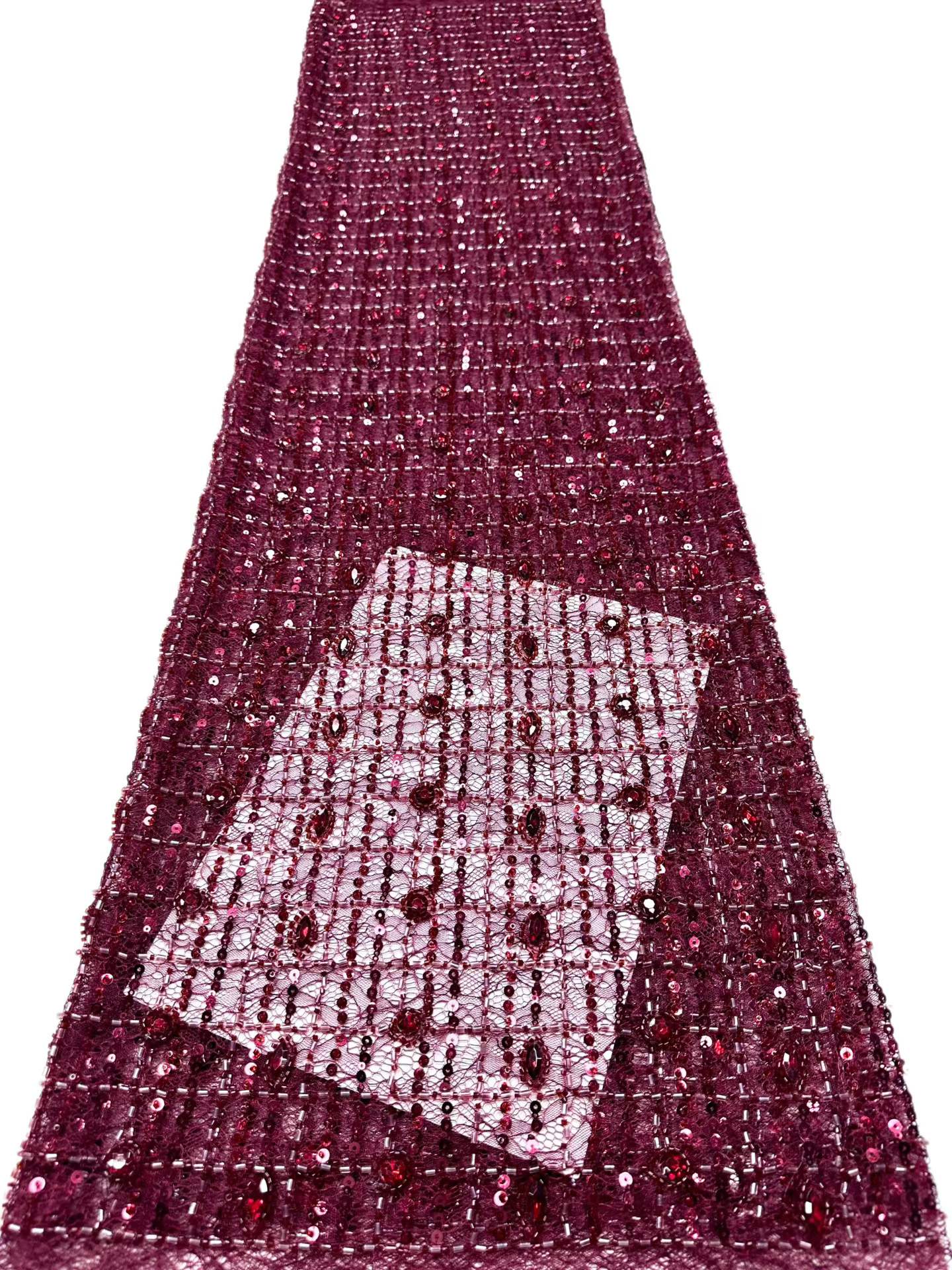 Affordable high quality lace fabric with beads pearls and sequins wedding dress lace fabric