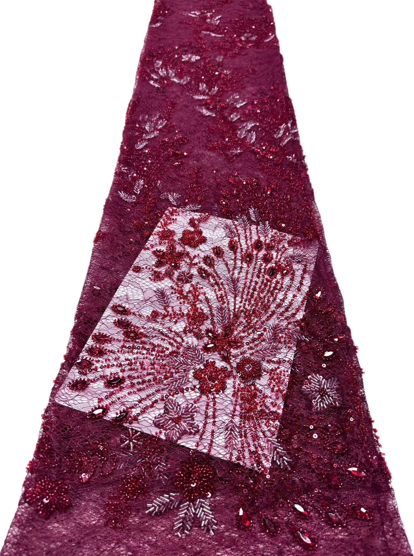 Affordable high quality lace fabric with beads pearls and sequins wedding dress lace fabric