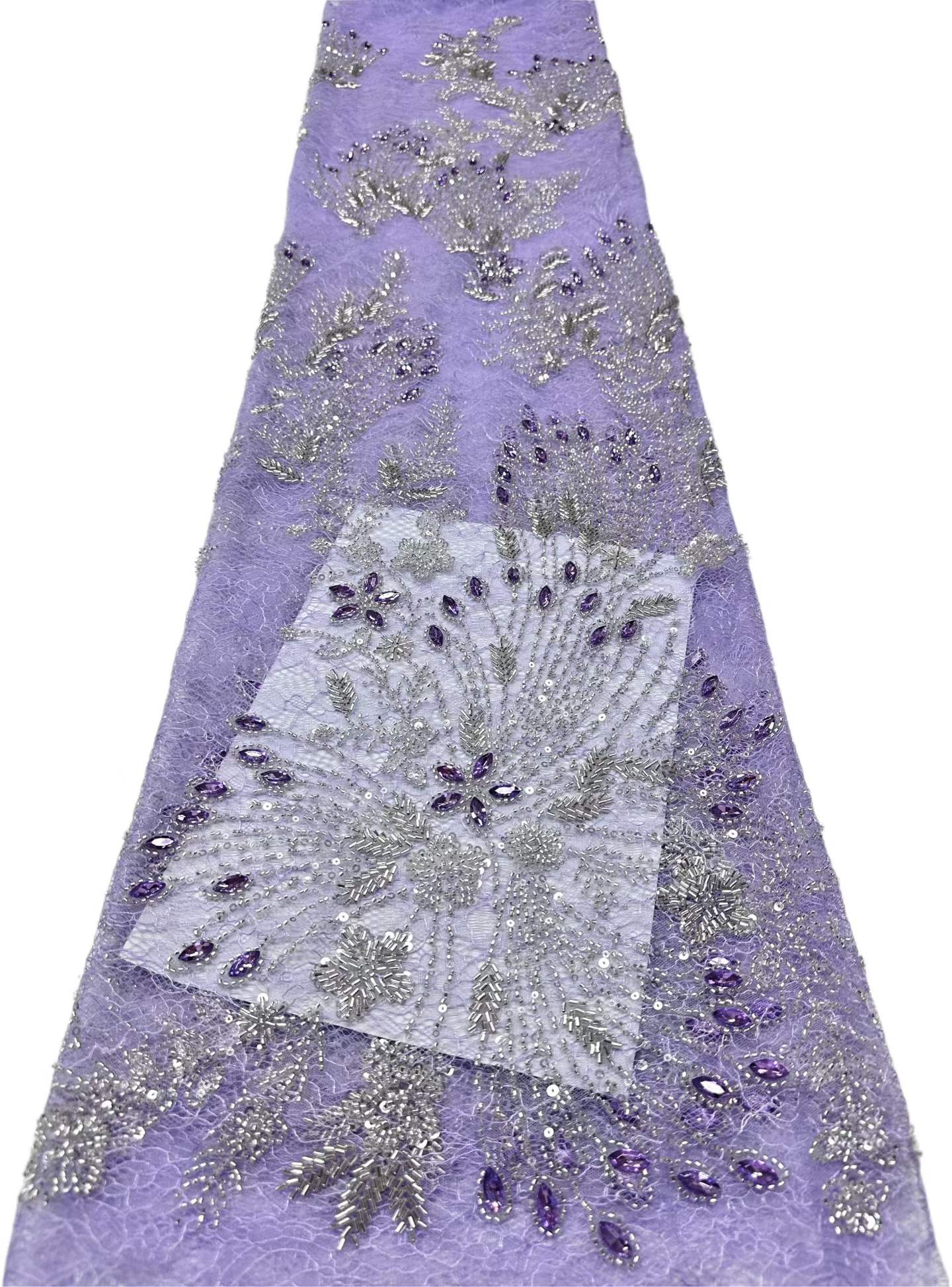 Affordable high quality lace fabric with beads pearls and sequins wedding dress lace fabric