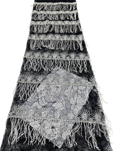 Affordable high quality lace fabric with beads pearls and sequins wedding dress lace fabric