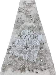 Affordable high quality lace fabric with beads pearls and sequins wedding dress lace fabric