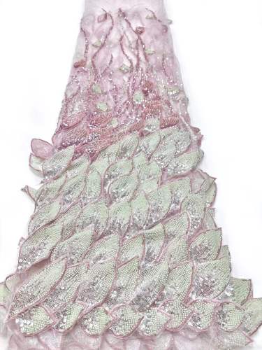 Affordable high quality lace fabric with beads pearls and sequins wedding dress lace fabric