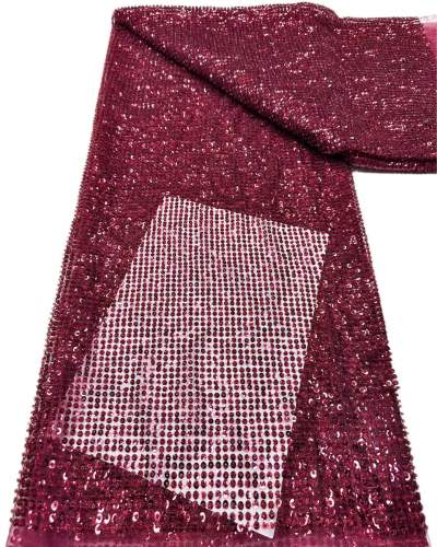 Affordable high quality lace fabric with beads pearls and sequins wedding dress lace fabric