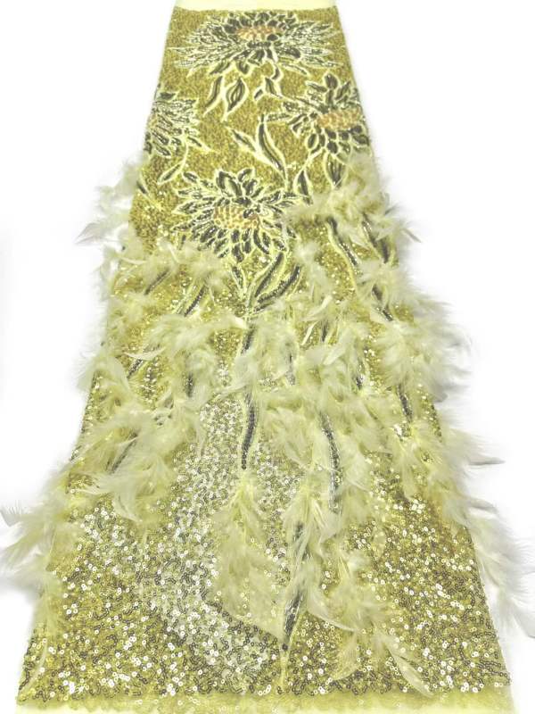 Affordable high quality lace fabric with beads pearls and sequins wedding dress lace fabric
