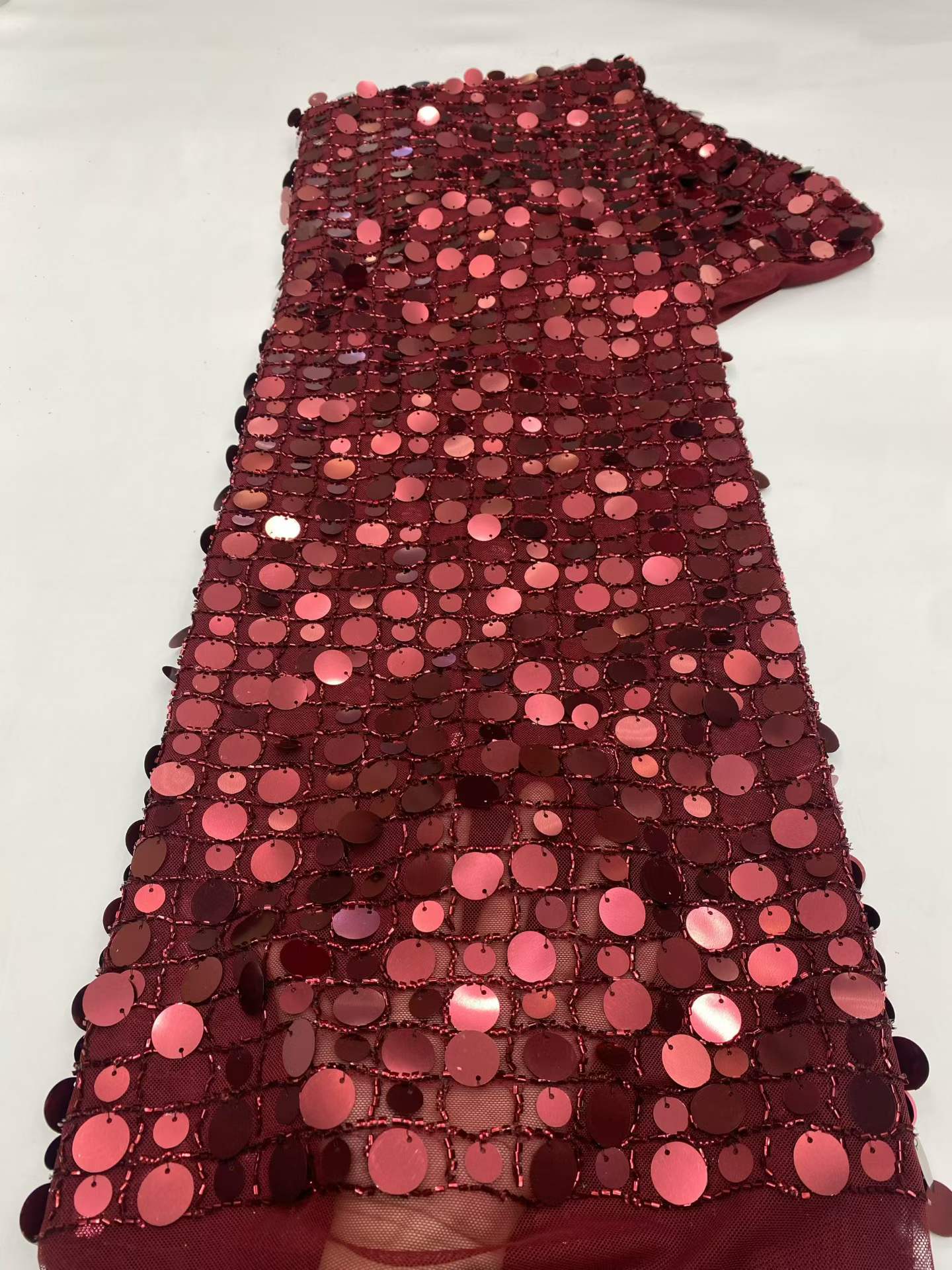Affordable high quality lace fabric with beads pearls and sequins wedding dress lace fabric