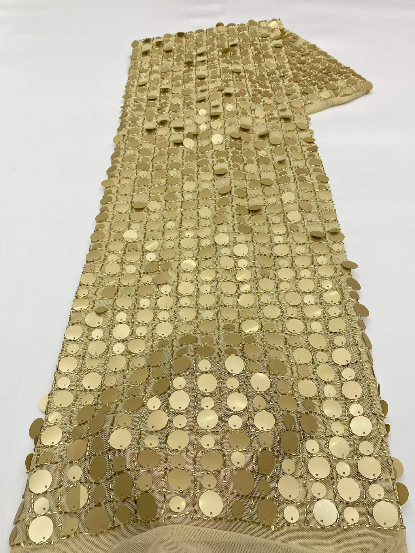 Affordable high quality lace fabric with beads pearls and sequins wedding dress lace fabric