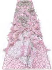 Affordable high quality lace fabric with beads pearls and sequins wedding dress lace fabric