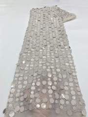 Affordable high quality lace fabric with beads pearls and sequins wedding dress lace fabric