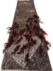 Affordable high quality lace fabric with beads pearls and sequins wedding dress lace fabric