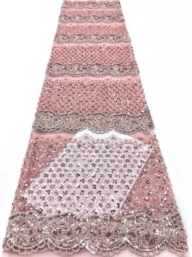 Hot-sale French textiles embroidery with sequin lace fabric suitable for sublimation